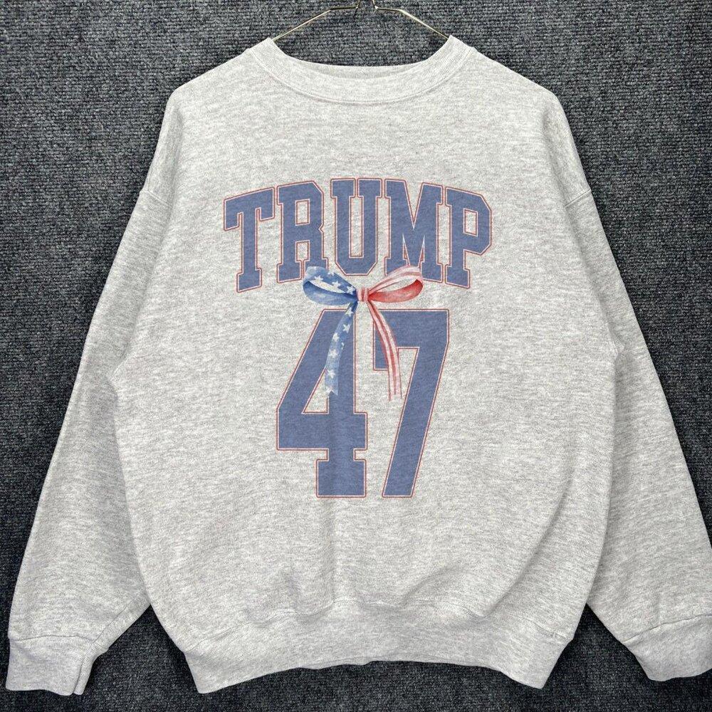 Trump Coquette, Trump Maga 47, Cute Politic Grey Sweatshirt